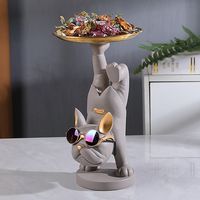 Product Description Cool bulldog ornaments : home, office, hotel, store, table decoration Parcel including : bulldog , metal tray , eyeglasses Items material : high quality resin Technology : handicrafts , painted , colorfast Statues size : as same as pictures display Feature : modern home decor , animal head sculpture , candy tray , fruit dish , key disk