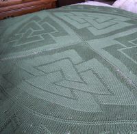 Free Knitting Pattern for Valknut Afghan - Inspired by Norse mythology, the geometric designs represent symbols on Odin’s shield and the border of the blanket contains runes. I love the design as a geometric abstract. Designed by Rachel Warnock.