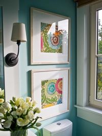 GUEST BATHROOM ACCENTS: FRAMED FABRIC