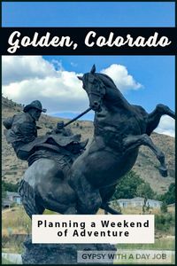 A horse riding statue from Golden, Colorado, an amazing place to spend a weekend.