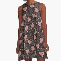 "Swirls of love, Valentine's day pattern, ornamental dusty pink hearts on dark background" A-Line Dress for Sale by RoseMaryWP | Redbubble