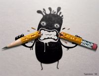 Angry little monster-great project to use up all those short little pencils in my room... last day of school?