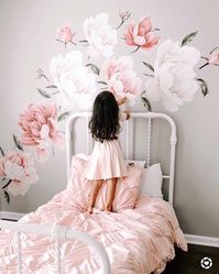 Peony Flower Wall Stickers add floral vintage fun to your wall! Just peel and stick our watercolor peonies to a wall in your nursery, kids room or home office.