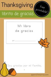 Printable Thanksgiving Mini-book-- free in Spanish and English!