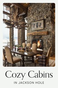 Phillips Ridge sits high atop a rocky ridge overlooking Jackson Hole. A long driveway, bordered by streams and shadowy forest, winds its way up to the house, a magnificent Western lodge made of wood, solid stone and ethereal glass. Palatial, sumptuous, and filled with splendid works of art, Phillips Ridge begins with a two-story, light-filled entryway. Thick log walls and tree trunk supports contrast with fine antiques and soft, rich fabrics. The living and dining areas are divided by a massive
