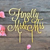 Cake topper Wedding cake topper Finally Mr and Mrs gold Wedding Cake Toppers for wedding cake decora
