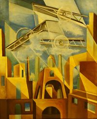 Tullio Crali (1910-2000) was an Italian artist associated with Futurism. A self-taught painter, he was a late adherent to the movement, not joining until 1929. He is noted for realistic paintings that combine "speed, aerial mechanisation and the mechanics of aerial warfare", though in a long career he painted in other styles as well.