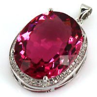 25x20mm Big Gemstone 22x18mm Tourmaline rose Zircone cubique De mariage femmes pendentif en argent 25x20mm Big Gemstone 22x18mm Tourmaline rose Zircone cubique De mariage femmes pendentif en argent