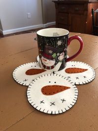 Excited to share this item from my #etsy shop: Snowman coasters /snowman faces /winter coasters / Christmas coasters /snowman decor