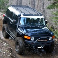 Toyota FJ Cruiser Utility Flat Rack (Small) 2007-2017 - by Baja Rack Small? don't let the name give you a wrong idea. This rack is everything but small. Measuring 51” wide x 91" long, it will provide enough cargo area to carry any roof top tent out in the market or any other accessories you can think of. Due to its numerous slats, this rack gives you many attachment points to secure any accessory on top of it. Also, its flat design creates an even surface to provide a more stable feeling while y