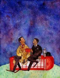 My other piece for the Six Seasons and a Movie art show! by ghostbees.tumblr.com // awesome. Troy and Abed as #inspectorspacetime and Reggie. #community