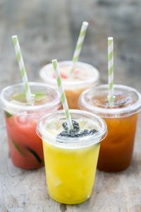 In LA, when the weather is warm during spring and summer, agua frescas are served at farmers markets, street fairs and flea markets. Agua fresca, Spanish for “cool water” or “fresh water,” is a mix of fruit, flowers or herbs, sugar and water creating a refreshing and tasteful drink for a warm day! I love them for parties …