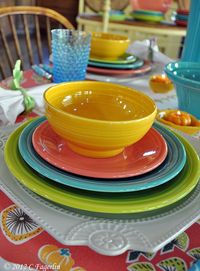 Lovely colors. I think this is lemongrass, turquoise, flamingo and sunflower. . .