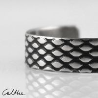 Fish Scale Simple Unisex Silver Ring Adjustable Sterling - Etsy Poland