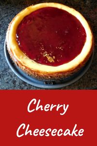 Cherry Cheesecake Recipe. A slightly different take on cherry cheesecake using jam instead of fruit. Creamy cheesecake with sweet/tart cherry jam on top with a crunchy chocolate cookie crust. #cheesecake #cherry #cherrycheesecake #dessert via @BooksCooksLooks