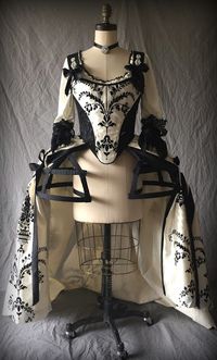 Period Corsets Black and White Masquerade ensemble. Read the making of story on our blog!