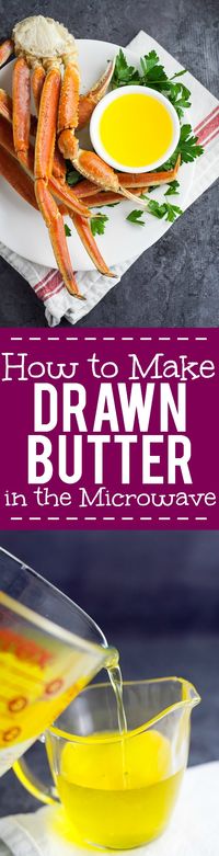 How to Make Clarified Butter in the Microwave Tutorial - Learn how to make clarified butter in the microwave in just 5 simple steps. Drawn butter is perfect for your favorite seafood and so easy to make! Wow! This will be perfect the next time we have surf and turf at home!