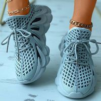 Colorblock Knit Breathable Lace-Up Sporty Sneakers