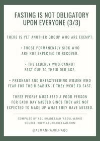 Fasting is not obligatory upon everyone 3/3 #Allah #Quran #hadeeth #sunnah #quranverse #quranquotes #muslim #islam #islamicquotes #dua #islamicreminders #muslimpins #SubhanAllah #Alhamdulilaah #Bismillah #Islamicpins #islamicinfo #tawheed #aqeedah #tawakkul #taqwa #salafy #salafi #salafiyyah #manhaj