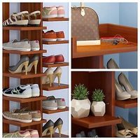 Home Decor Wood MDF Solid Shelf Shoe Rack Organizer Entryway Bedroom 6 7 Tiers | eBay