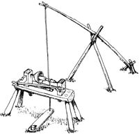 Viking pole lathe, for wood turning. Simple, but ingenious, device. http://www.vikinganswerlady.com/wood.shtml