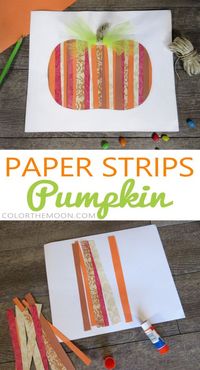 This Paper Strips Pumpkin is SO EASY to make! What a great fall craft for kids!