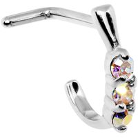 18 Gauge 5/16" Aurora Gem Steel Faux Hoop L Shaped Nose Ring