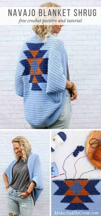 This free crochet shrug pattern looks like tapestry crochet, but its boho tribal design is actually made by switching colors using basic crochet techniques!