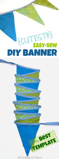 This easy diy bunting banner tutorial includes a free template and a few tips and tricks to make it easier for you. A perfect beginner sewing project for sewing enthusiasts! Click through to check it out.