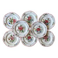 Vintage Hand-Painted Faience 'Strassburg' Dinner Plates-Set 8-Zell on Chairish.com