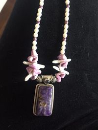 For Sale: ON SALE ~ RARE STONE OF KAMMERERITE IN SOLID 925 S.S. CASING - ECCENTRIC KAMMERERITE NECKLACE IN STERLING SILVER $40 — REGULAR PRICE IS $55 ON SALE TILL MOTHER'S DAY 2016 Paired with White and Purple Jasper Beads ONE OF A KIND & Made on the Island Ships FREE in BC - Pick Up in Esquimalt