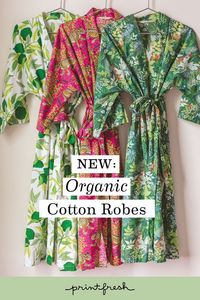 100% organic cotton robes in sizes S - 4X.