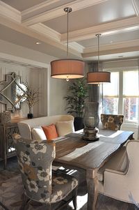 Pretty dining room. The table is awesome.