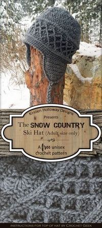 This free ski hat pattern is filled with texture, and can be worn by both men and women! The ear flaps are sure to keep you warm this winter, and a variety of stitches make this a crochet hat that will stand out whether you're on the slopes, or in the lod