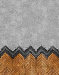 Amazing combo of both concrete & herringbone wood installation | Behang WALL & DECO | Designwebwinkel