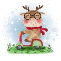 Premium Vector | Baby penguin cute illustration sit down on the grass with butterfly
