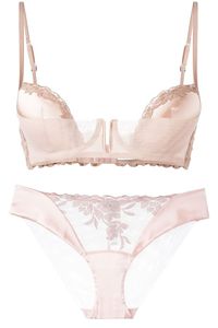 la perla nude satin tulle bra