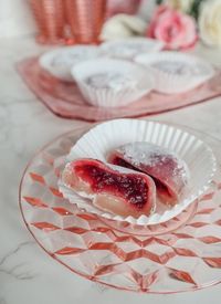 Vegan Raspberry Rose Mochi