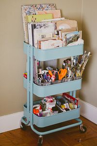 if there's no room for a separate desk, can use dining table and this for organization