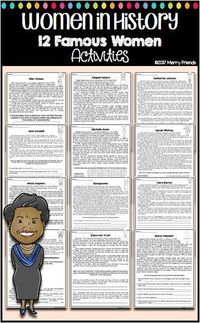 Women in History Biography Worksheets - 12 Influential women - Oprah Winfrey Maya Angelou Michele Kwan Maria Tallchief Abigail Adams Clara Barton Sally Ride Ellen Ochoa Sojourner Truth Katherine Johnson Sacagawea Jane Goodall