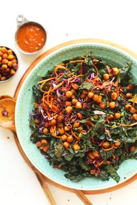 EASIEST Asian Kale Salad with Crispy MISO Chickpeas! 20 minutes, 7 ingredients…