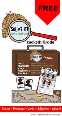 Solve It! Parts of Speach Game for Elementary Students #education #homeschool #languagearts