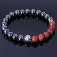 Men's Bracelet Healing Gemstone Hematite Red Jasper Stone Sterling Silver 137M #Handmade #MensHealingGemstoneSterlingSilverBracelet