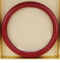 $65.32 Luxury Genuine Leather Real Snake Skin Car Steering Wheel Covers 15 inch 38CM - Red
