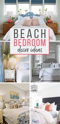 Beach bedroom decor ideas and tips. Beach decor for house with nautical theme beach decor for your master bedroom at SugarsBeach.com #SugarsBeach