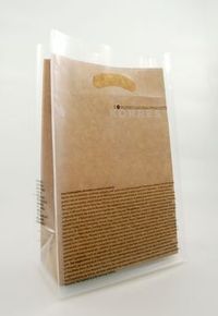 K2 Design // clear plastic bag over brown paper bag