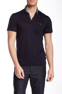 Ted Baker Short Sleeve Leopard Print Collar Tee