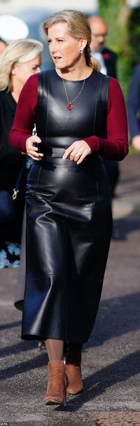 Sophie Countess of Wessex dons sleek leather midi dress | Daily Mail Online