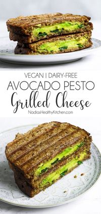 Vegan Avocado Pesto Grilled Cheese #glutenfree #vegan #dairyfree #healthy #recipe #treat #freefrom #allergy #veganglutenfree #glutenfreevegan #sandwich #toastie #vegantoastie #breakfast #healthybreakfast #veganbreakfast #brunch #vegancheese #vegangrilledcheese #grilledcheese #avocado #avocadosandwich #spinach #pesto #veganpesto #grilledavocado #savoury #veganmeals #vegansavoury