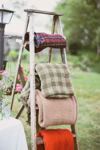 Blanket rack for outdoor weddings
